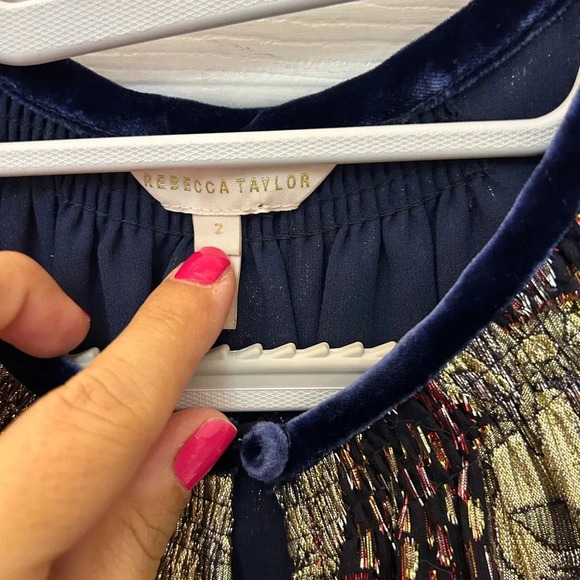 Rebecca Taylor Rose Clip Silk Blend Top - Picture 5 of 6